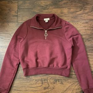 Cropped Quarter Zip Sweater